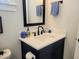 Single-sink bathroom vanity with white countertop and black matte faucet at 123 Leeward Lndg, Summerville, SC 29486