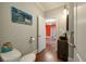 Stylish bathroom with modern vanity and a view of the bedroom at 1575 Tacky Point Rd, Wadmalaw Island, SC 29487