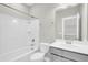 Clean bathroom with a shower/tub combo and gray vanity at 327 Great Lawn Dr, Summerville, SC 29486