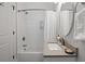 Simple bathroom with white subway tile, tub shower combo, and updated vanity at 3365 Westphal Dr, Johns Island, SC 29455