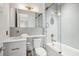 Clean bathroom with a shower/tub combo and gray tile at 58 Grand Pavilion Blvd, Isle of Palms, SC 29451