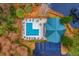 L-shaped pool and community building, aerial view at 8382 Camp Gregg Ln, North Charleston, SC 29418