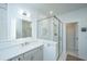 Modern bathroom with a glass shower, quartz countertop, and updated vanity at 1258 Gannett Rd, Mount Pleasant, SC 29464