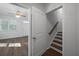 Wooden stairs leading to the upper level at 137 Claret Cup Way, Charleston, SC 29414