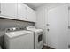 Laundry room with Whirlpool washer and dryer, and cabinets at 3414 Smoketree Ct, North Charleston, SC 29420