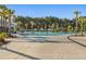 Expansive outdoor pool area with sun umbrellas, loungers, and palm trees at 723 Blue Iris Way, Summerville, SC 29486