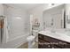 Clean bathroom with tub shower combo and updated vanity at 1015 Marsh Harrier Dr # Cc3-3-2, Ravenel, SC 29470