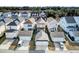 Aerial view of charming neighborhood with colorful houses and lush greenery at 1040 Hills Plantation Dr, Charleston, SC 29412