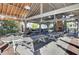 Community picnic pavilion with fireplace, ceiling fans, lighting, and ample picnic seating at 1040 Hills Plantation Dr, Charleston, SC 29412