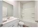 White bathroom with single vanity, tub, and shower at 133 Summit View Dr, Summerville, SC 29486