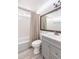 Updated bathroom with a gray vanity and subway tile at 1569 Westwood Dr, Charleston, SC 29412