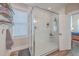 Spacious walk-in shower with subway tile and glass enclosure at 216 Bumble Way, Summerville, SC 29485