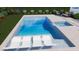 A luxurious backyard pool with built-in loungers and a relaxing spa area at 341 Bridgetown Pass, Mount Pleasant, SC 29464