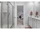 Bathroom with shower, vanity, and view into bedroom at 530 Richfield Way, Summerville, SC 29486