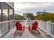 Relaxing deck with two red Adirondack chairs, overlooking neighborhood at 904 E Arctic Ave, Folly Beach, SC 29439