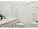 Clean bathroom with white vanity, shower, and bathtub at 112 Slater Lake Ln, Summerville, SC 29483