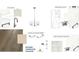 Design board showing kitchen, bathroom, flooring, and fixtures at 203 Abercom Place Dr, Moncks Corner, SC 29461