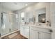 Double vanity bathroom with shower and updated fixtures at 307 Black Birch Dr, Summerville, SC 29486