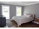 Comfortable bedroom with gray walls, two windows for natural light, and hardwood floors at 5242 Potomac St, North Charleston, SC 29405