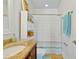 Small bathroom with shower and granite countertop at 712 S Shelmore Blvd # 15, Mount Pleasant, SC 29464
