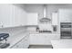 Modern kitchen with white cabinets, quartz counters, and stainless steel appliances at 225 Witherspoon St, Summerville, SC 29486