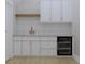 Modern kitchen with white cabinets, quartz countertops, and a beverage refrigerator at 420 Greenwich St, Mount Pleasant, SC 29464