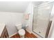 Small bathroom with toilet and shower stall at 826 Rue Dr, Charleston, SC 29414