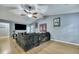 Spacious living room with vaulted ceiling and sectional sofa at 124 Pointer Dr, Goose Creek, SC 29445