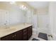 Bathroom with double vanity, shower/tub combo, and tile floor at 1251 Weather Helm Dr, Mount Pleasant, SC 29466