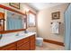 Bathroom with single vanity and shower/tub combo at 328 Hobcaw Dr, Mount Pleasant, SC 29464