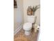 Simple bathroom with pedestal sink and wood-look flooring at 1104 Hitchfield Ln, Awendaw, SC 29429