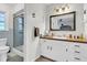 Main bathroom with a shower, toilet and white vanity at 211 Brailsford Rd, Summerville, SC 29485