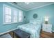Bedroom with a queen-size bed, wood floors, and white shutters at 2426 Tuscany Dr, North Charleston, SC 29406