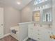 Elegant bathroom with double vanity, soaking tub, and window at 602 Leaning Pin Ct, Summerville, SC 29485