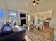 Spacious living area with hardwood floors, fireplace, and open floor plan at 8731 Evangeline Dr, North Charleston, SC 29420
