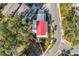 Top-down view of a house with a red metal roof and a white exterior at 1086 Cinder St, Mount Pleasant, SC 29464