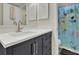 Bathroom with vanity, white countertop, and shower at 1723 Live Oak Park # 1723, Seabrook Island, SC 29455