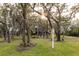 Serene backyard with birdhouse and mature oak trees at 1860 Headquarters Plantation Dr, Johns Island, SC 29455