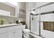 Modern bathroom with white cabinets and a glass shower at 455 Switchgrass Dr, Summerville, SC 29486