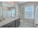 Clean bathroom with single vanity and shower/tub combo at 459 Spring Hollow Dr, Charleston, SC 29492