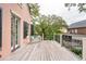 Spacious deck with a wooden surface and wrought iron railings at 14 1/2 Murray Blvd, Charleston, SC 29401