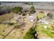 Aerial view of residential neighborhood with houses, trees, and a clear blue sky on a sunny day at 141 Nottingham Ln, Yemassee, SC 29945