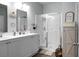 Modern bathroom with double vanity and shower at 221 Rubles Ln, Moncks Corner, SC 29461