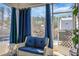 Relaxing screened porch with wicker furniture and blue curtains at 221 Rubles Ln, Moncks Corner, SC 29461