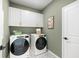 Laundry room with white cabinets and Whirlpool washer and dryer at 472 White Magnolia St, Moncks Corner, SC 29461