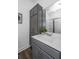 Bathroom with gray vanity, white countertop, and a walk-in shower at 107 Aplomb Alley # 13, Charleston, SC 29414