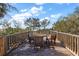 Elevated deck with wooden table and chairs, offering scenic views at 153 Dewees Inlet Dr, Dewees Island, SC 29451