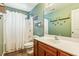 Stylish bathroom with wood floors and updated fixtures at 2005 Isabela Ct, Summerville, SC 29483
