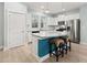 Kitchen with island, granite countertops, stainless steel appliances, and blue accent wall at 312 Parish Farms Dr, Summerville, SC 29486