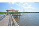 Wooden community dock with a gazebo providing a peaceful waterfront view at 7003 Old Landing Dr, Hanahan, SC 29410